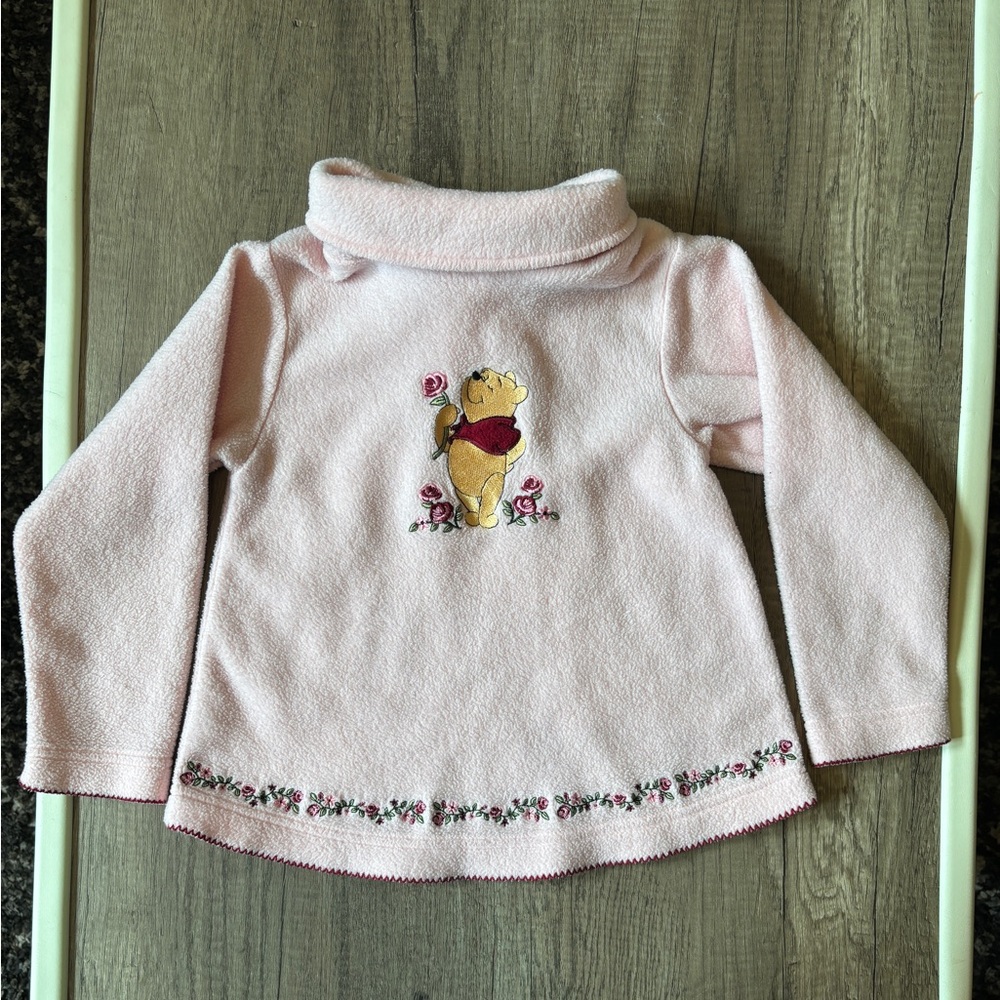 Vintage 90s 2000s Y2K Winnie The Pooh Sweatshirt Top Fleece Rose Embroidered Sz5